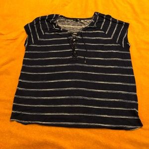 Chaps navy blue striped shirt